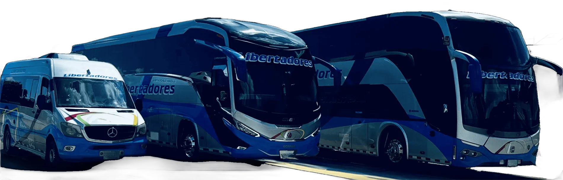 Van y dos buses de la flota Libertadores de Autoboy